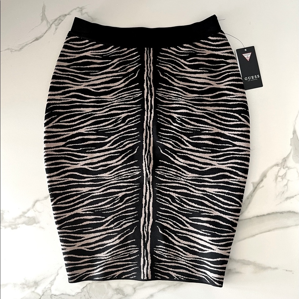Guess Mirage Zebra Jacquard Skirt, Size S